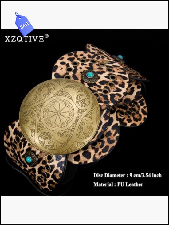 Wide Faux Leather Western Concho Belt Women Cowgirl Cowboy Boho Country Waist main image 2